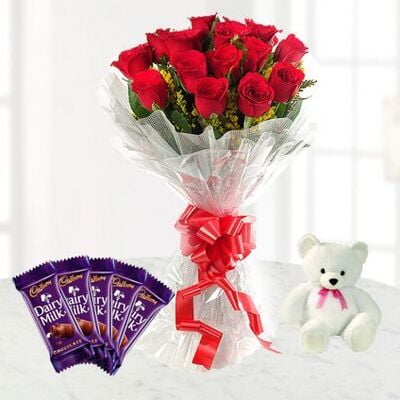 Red Rose with chocolates