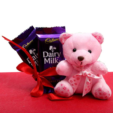 Teddy Bear with Cadbury Dairy milk Teddy Bear with Cadbury Dairy milk