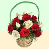 A Basket Of Red And White Roses A Basket Of Red And White Roses