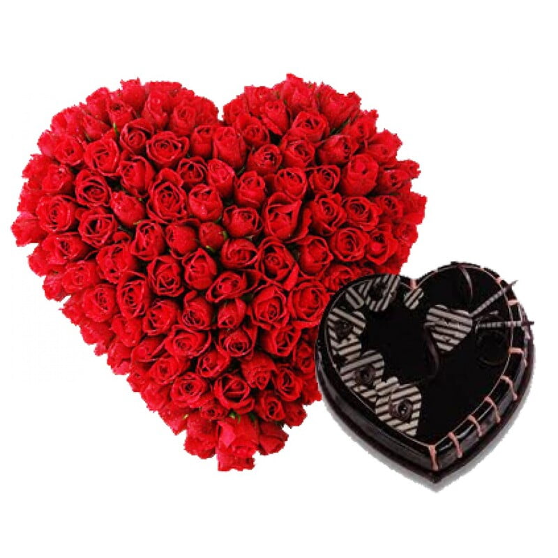 Heart Roses with Cake Heart Roses with Cake