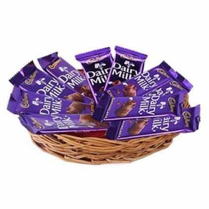 Basket of Dairy Milk chocolates