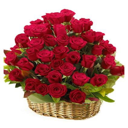 Basket Of 40 Red Roses Basket Of 40 Red Roses