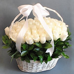 White Roses With basket White Roses With basket