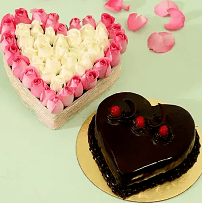 Heart Of Roses & Truffle Cake- Half Kg