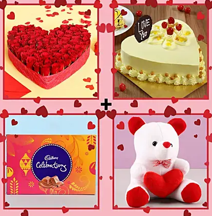 Butterscotch Cake & Flowers Love Combo Butterscotch Cake & Flowers Love Combo