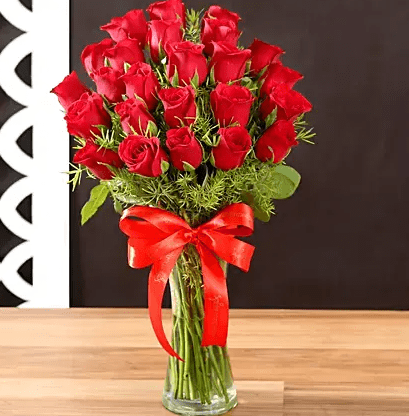 24 Red Roses Vase