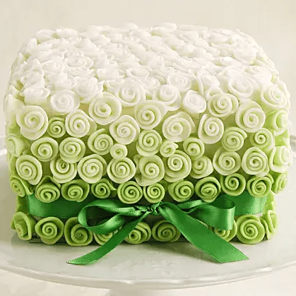 Green Bow & Roses Cake Green Bow & Roses Cake