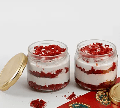 Flaming Red Velvet Jar Cake