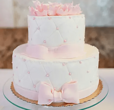 Pink Bow 2 Tier Truffle Cake-1.5Kg