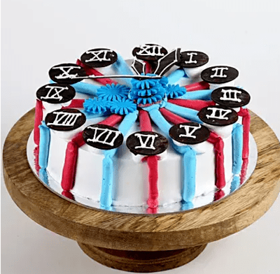 Red & Blue Clock Cake