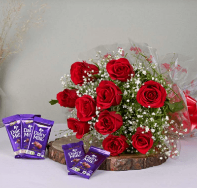 Stuning Red roses With Chocolates