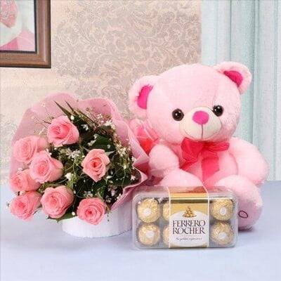 Roses with Ferrero Rocher and Teddy