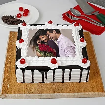 Black Forest Square shape Photo Cake Black Forest Square shape Photo Cake