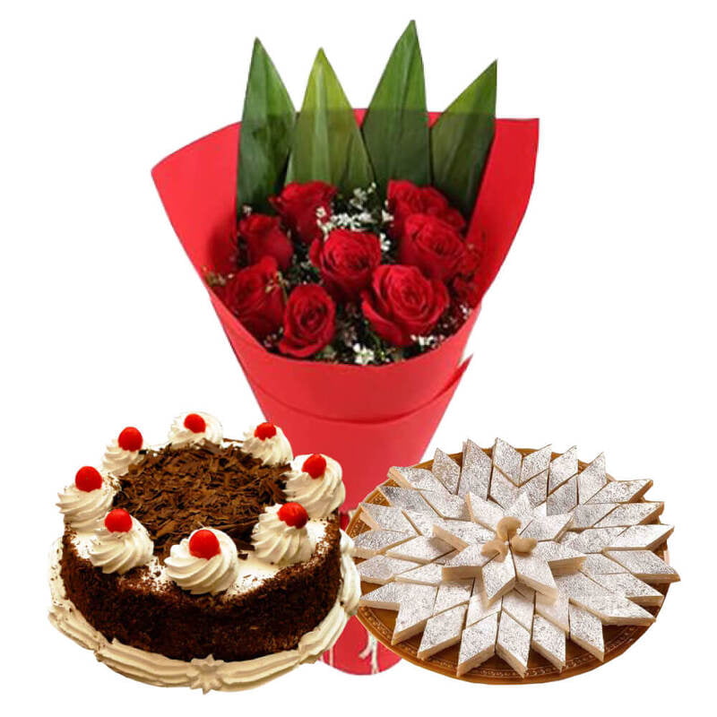 Flowers cake with kaju katli Flowers cake with kaju katli