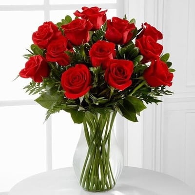 20 Red Roses with Vase