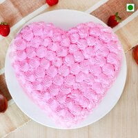 Heart Shaped Strawberry Eggless Cake