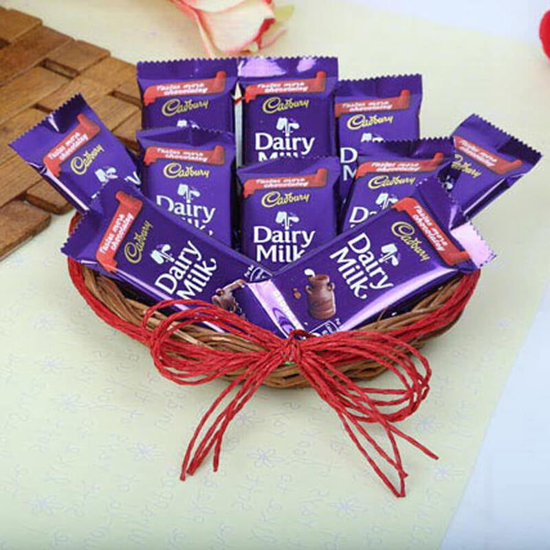 Basket of 10 Cadbury Dairy Milk Chocolates Basket of 10 Cadbury Dairy Milk Chocolates