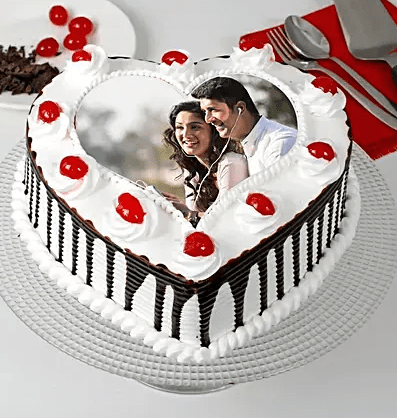 Heart Shaped Black Forest Photo Cake