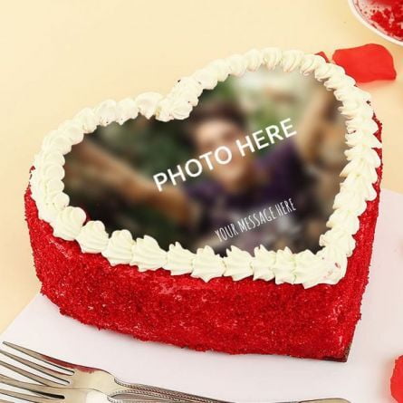 Heart Shape Red velvet Photo Cake Heart Shape Red velvet Photo Cake