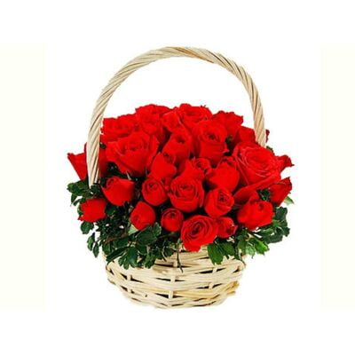 Basket of 30 Red Roses